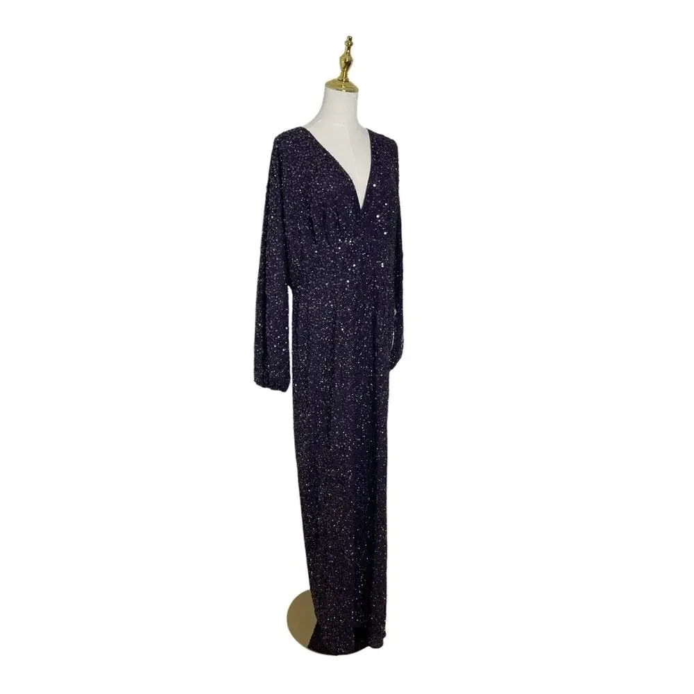 Mac Duggal 10791 Long Sleeve Sequin Column Gown Amethyst Size 14 $498 - Picture 4 of 6